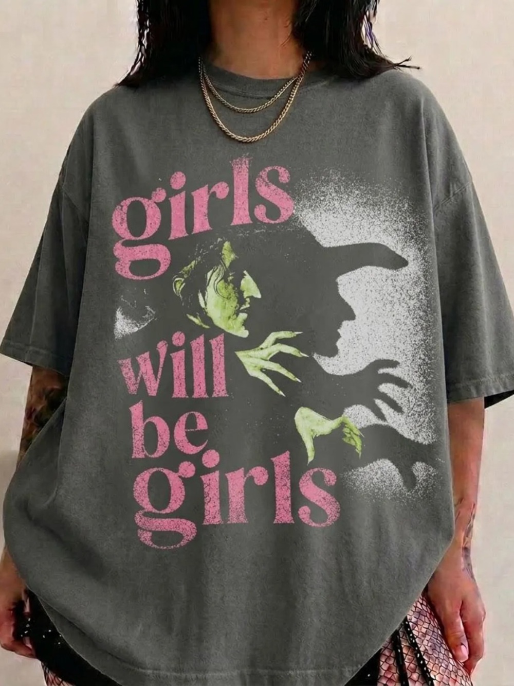 Comfort Colors Charcoal Tee with Pink Graphic